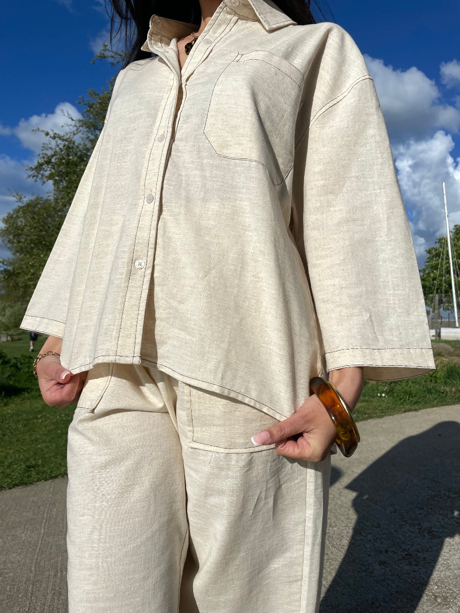 Chemise en lin beige