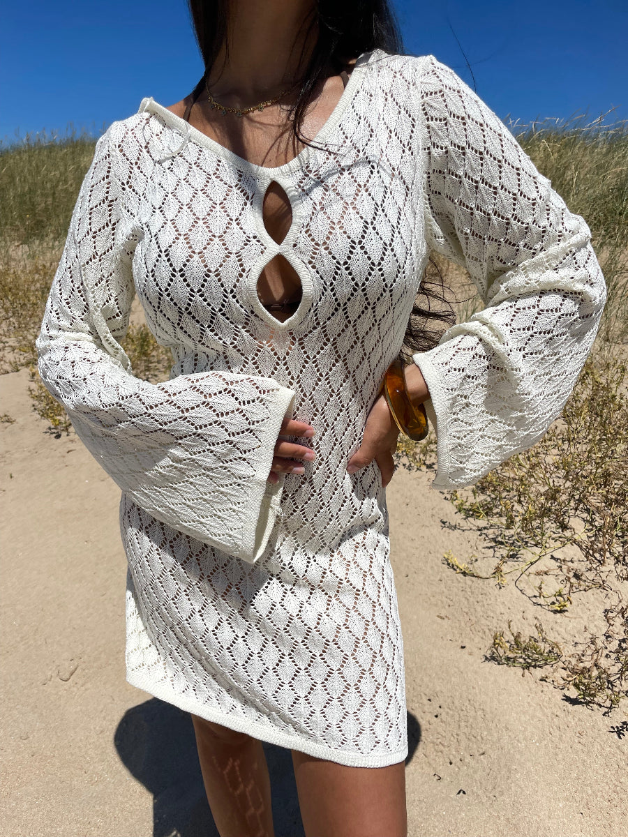 Robe crochet crème