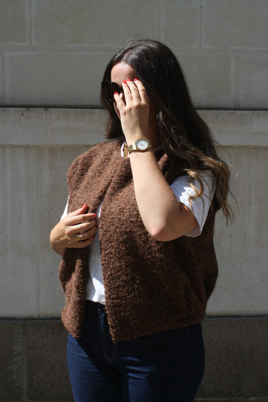Veste sans manches marron