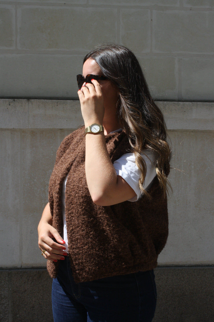 Veste sans manches marron