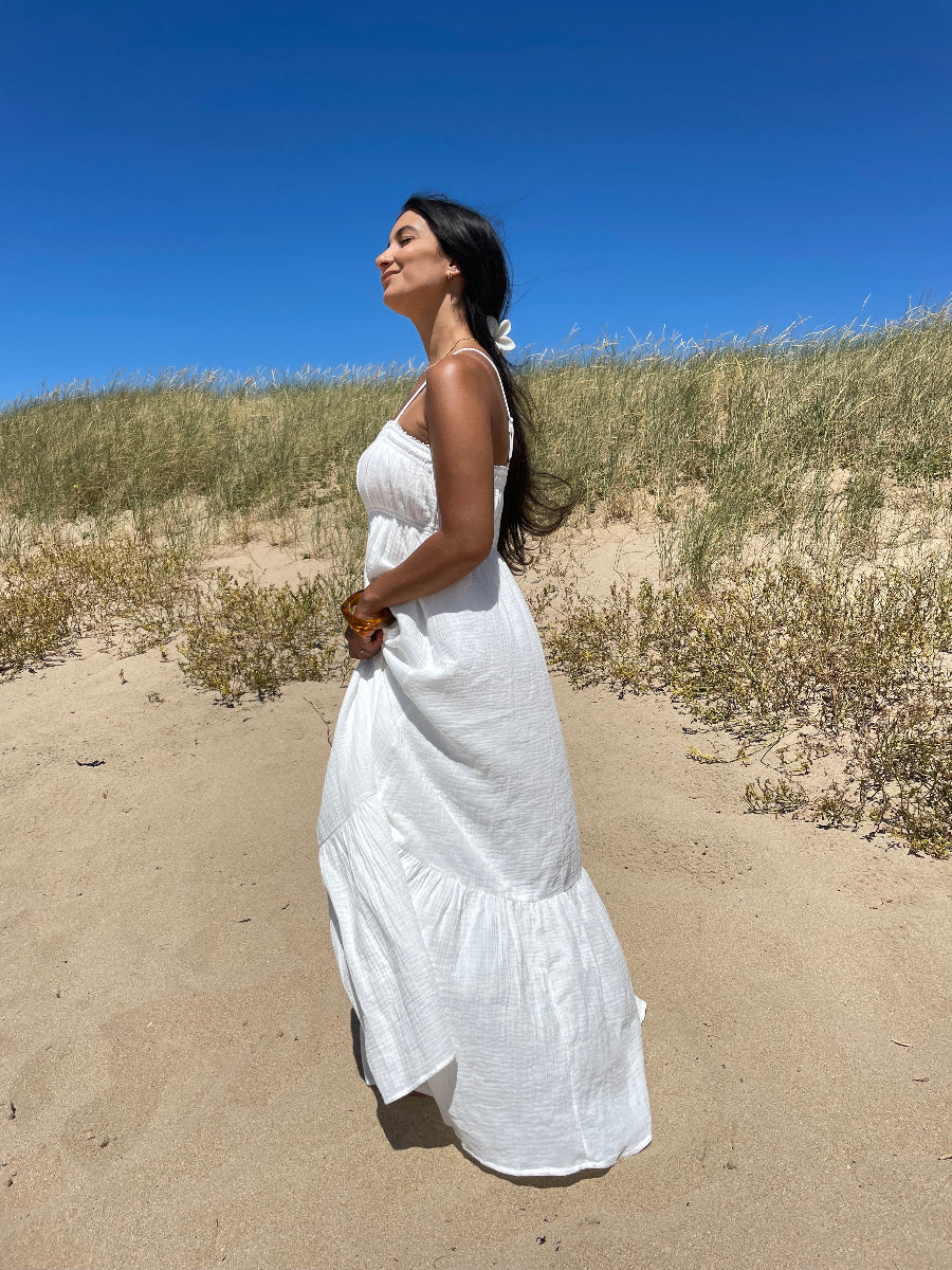 Robe gaz de coton blanche