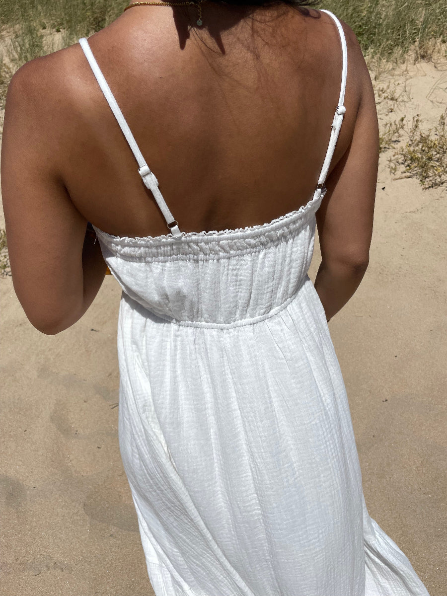 Robe gaz de coton blanche