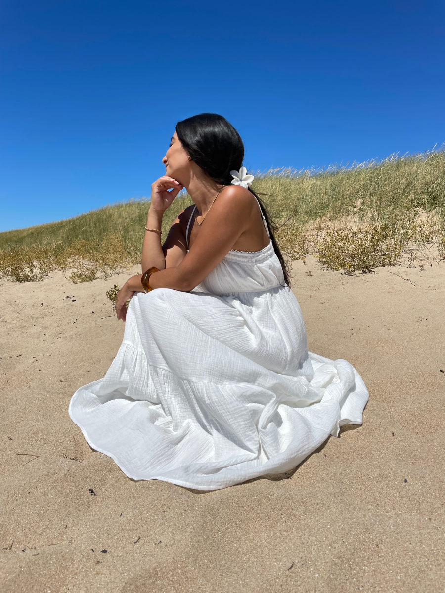 Robe gaz de coton blanche
