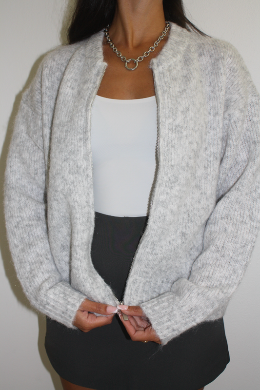 Gilet zippé gris