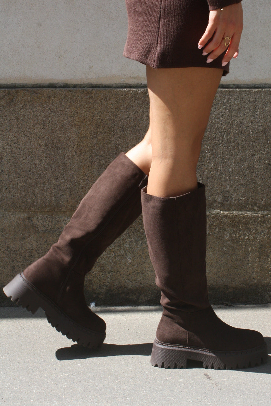 Bottes effet daim marron