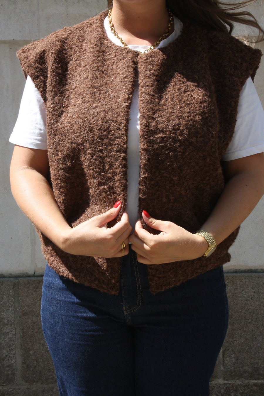 Veste sans manches marron
