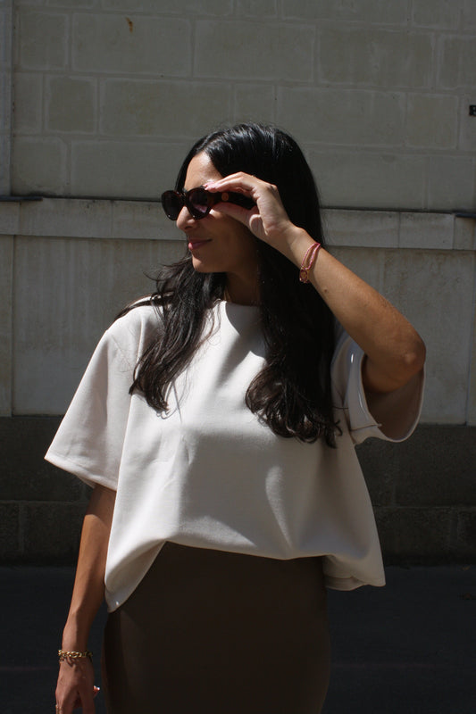 T-shirt coton beige