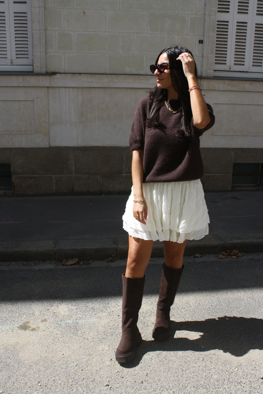 Bottes effet daim marron