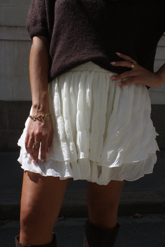 Jupe-short fluide écrue