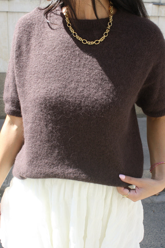 Pull manches courtes marron