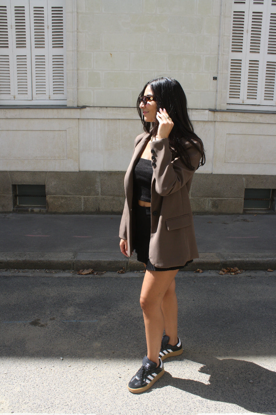 Mini jupe-short noire volants