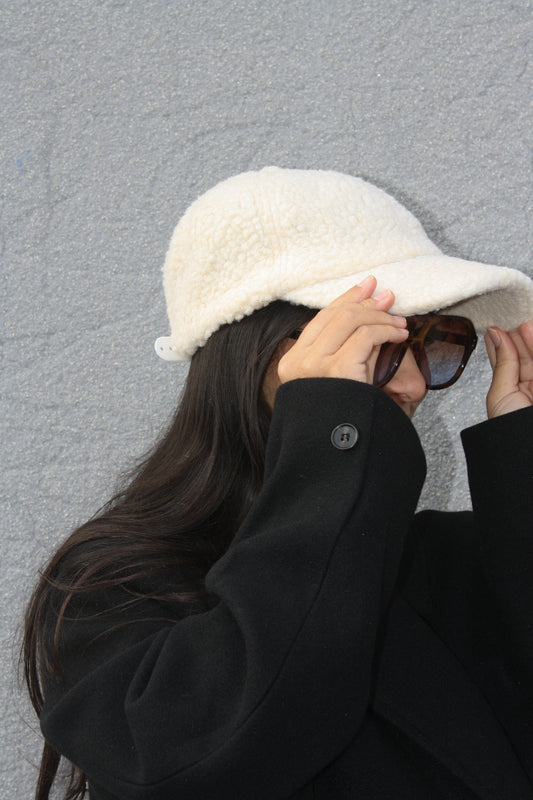 Casquette bouclette écrue