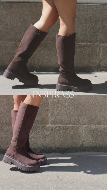 Bottes effet daim marron