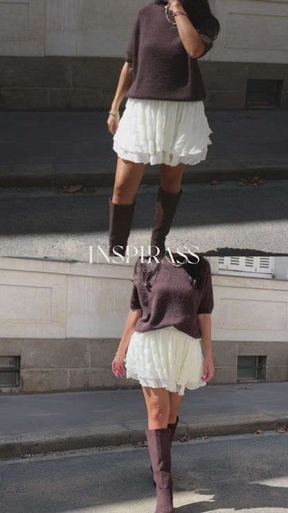 Pull manches courtes marron